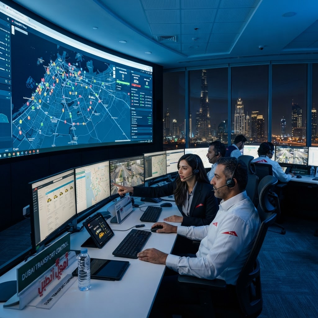 ViaRidez operations control room monitoring live fleet GPS tracking